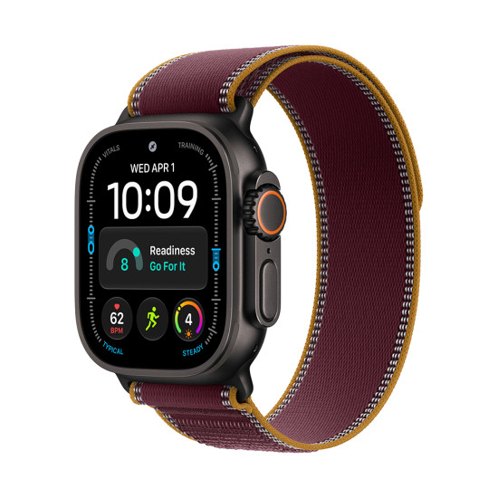 Apple Watch Ultra 4 GPS + Cellular 49mm Black Titanium Case with Burgundy Trail Loop