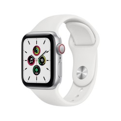 Apple Watch SE GPS + Cellular, 40mm Silver Aluminium Case with White Sport Band