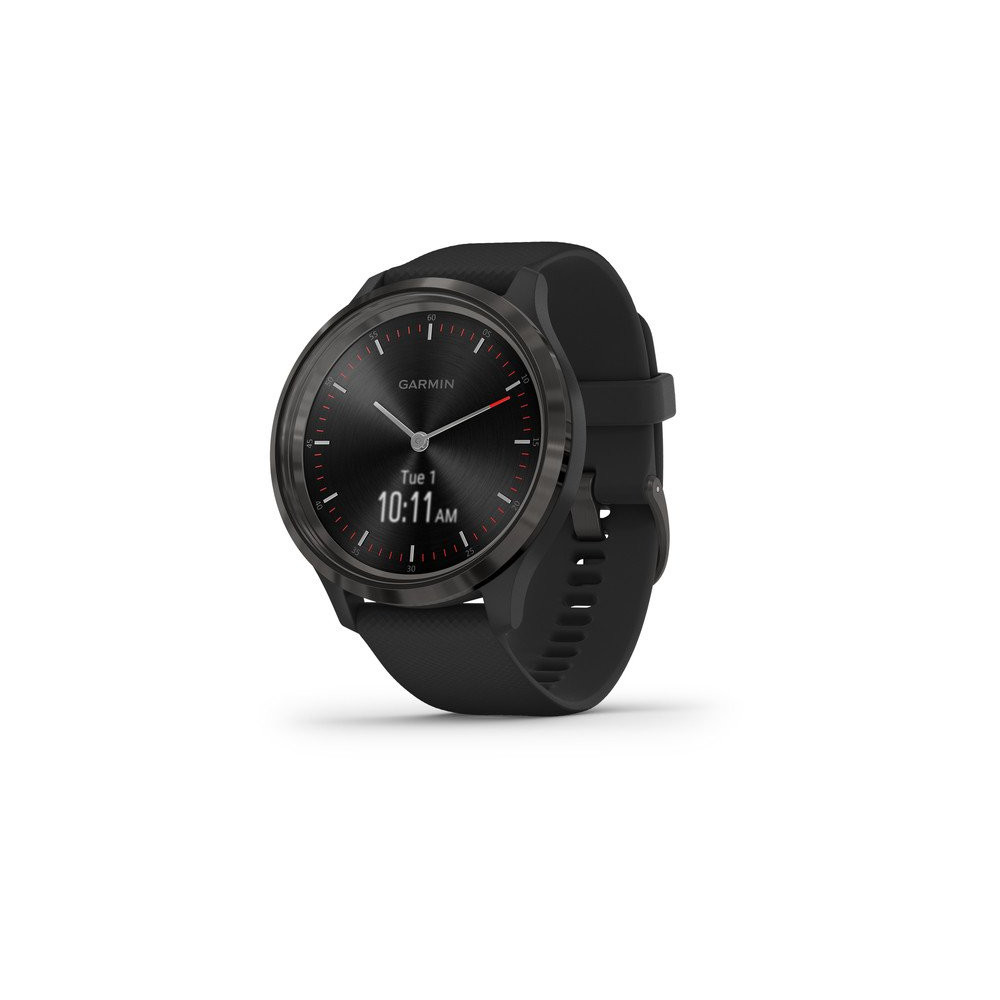 Garmin Vívomove 3 44mm Slate Stainless Steel Bezel with Black Case and  Silicone Band