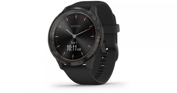 Garmin Vívomove 3 44mm Slate Stainless Steel Bezel with Black Case and  Silicone Band