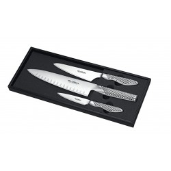 Global Classic 3 Piece Knife Set with Fluted Cooks Knife